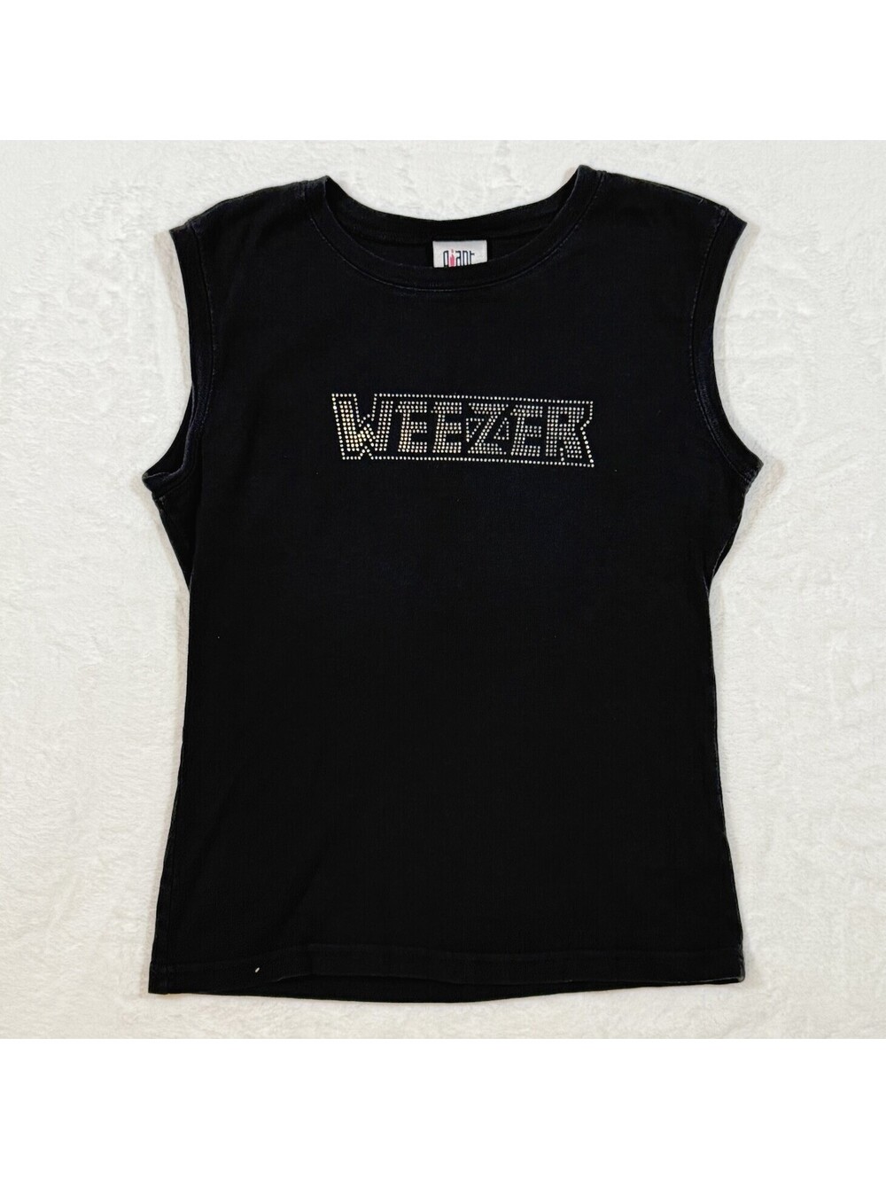 Weezer Giant Nailhead Stud Tank Top OSFA Black VTG Y2K Rare